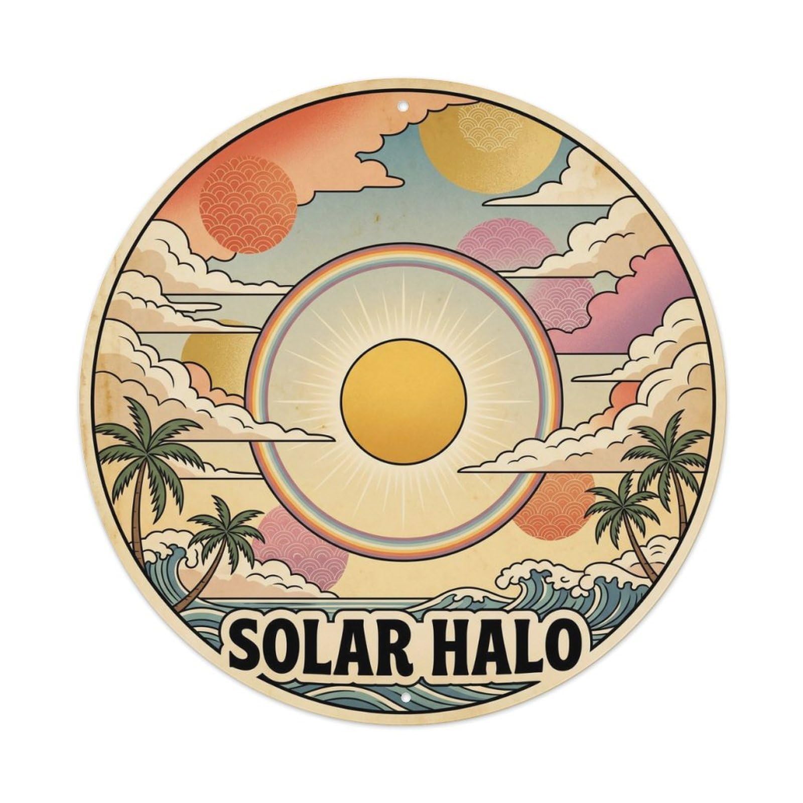 Hawaii Solar Halo Volcanic Island Sky Tropical Metal Tin Sign