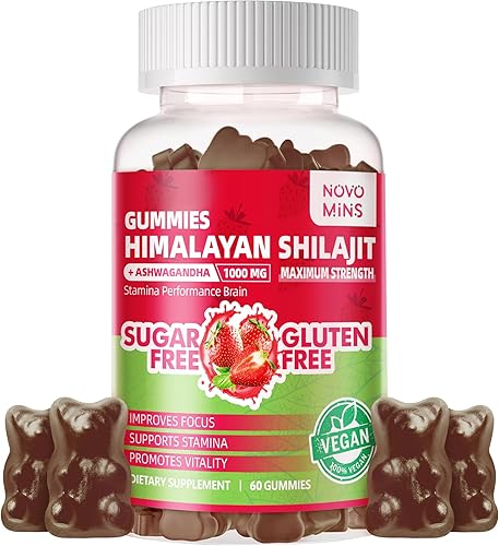 Gomitas puras de Shilajit del Himalaya para hombres y mujeres, 100% naturales y orgánicas, más de 85 minerales traza y ácido fúlvico, 60 unidades,