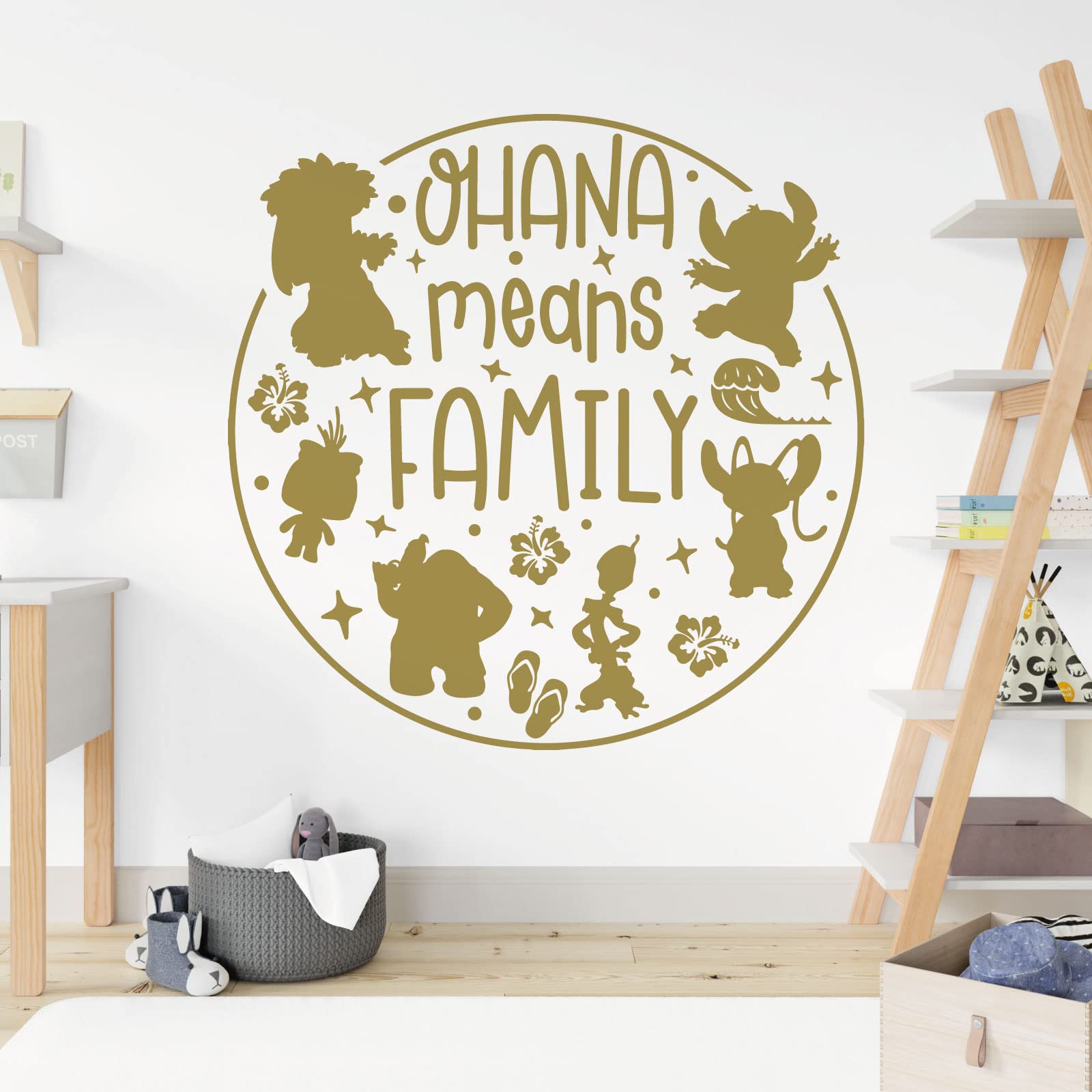 Ohana Means Family - Lilo and Stitch - Children Decal Wall Sticker [Large] [Gold]