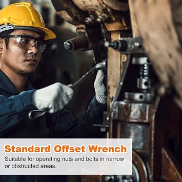 sourcing map 2pcs 45 Degree Offset Box End Wrench 13mm x 15mm Metric 12 Point Chrome Vanadium Steel Double Box Wrenches Long Industrial Grade Torx Box Wrench Repair Tool, Black