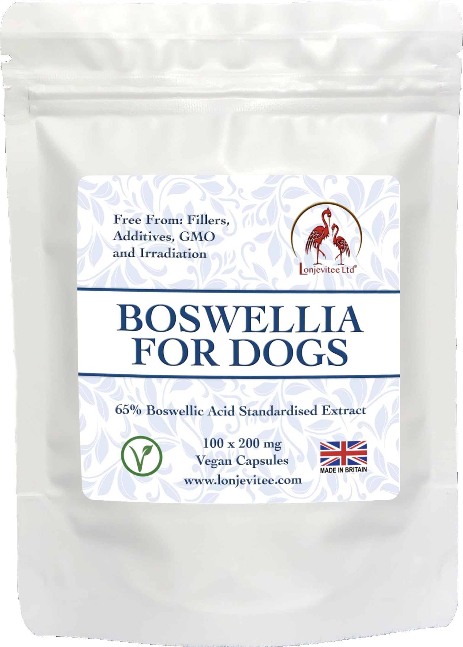 Lonjevitee Boswellia for Dogs 100 x 200 mg vegan capsules