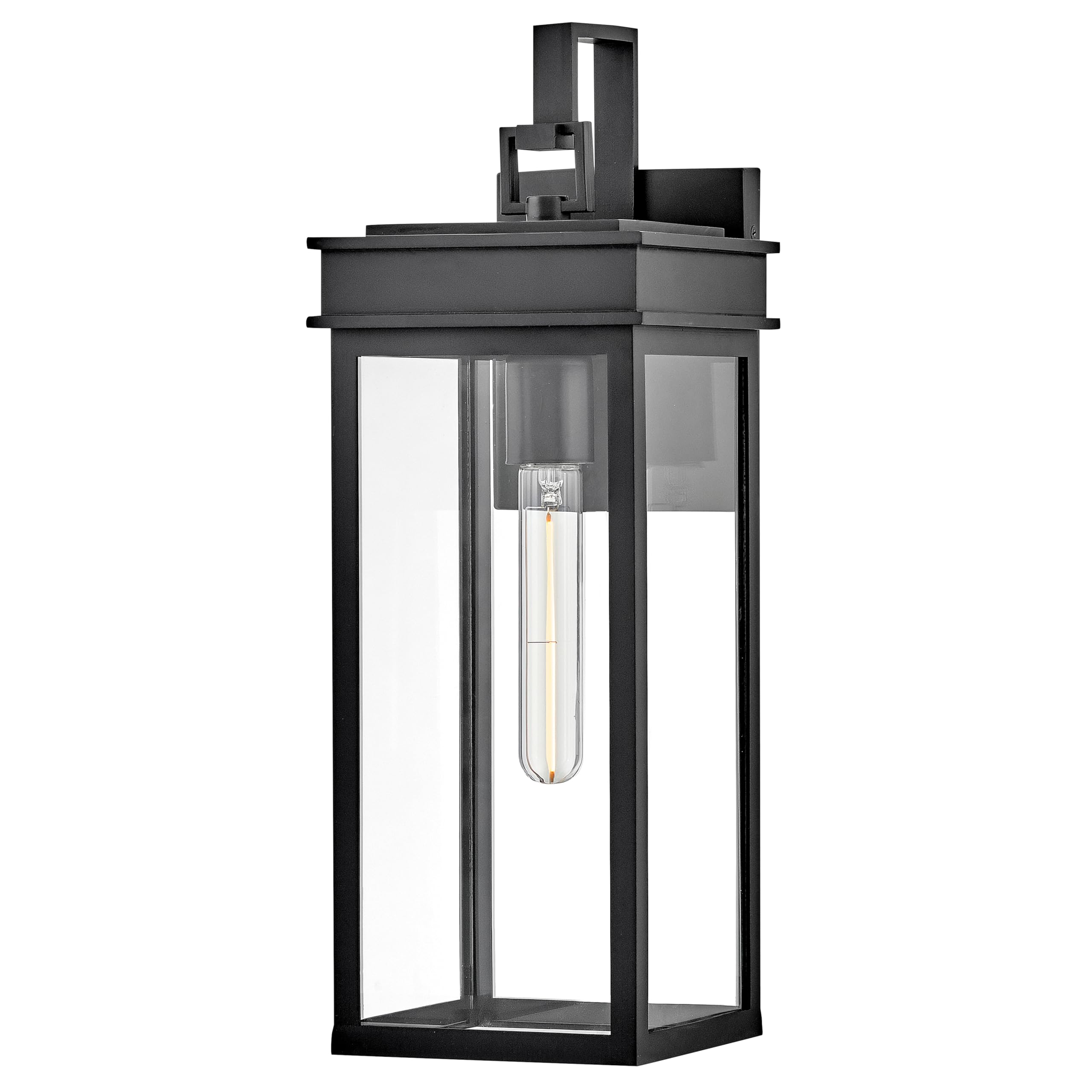 Lark Cole Outdoor Medium Wall Mount Lantern - Clear Glass, Coastal Elements Composite - Black Finish