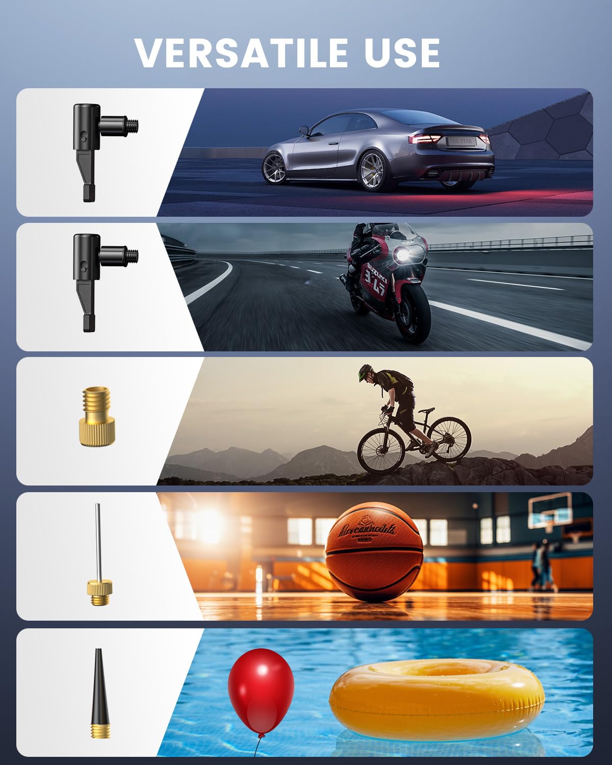 ETENWOLF Mini Electric Bike Pump, 10.34 BAR Portable Bicycle Air Pump with Presta and Schrader Valve for Mountain Bike,Road Bike,Motorcycle,Sport Ball, Fast Inflate & Auto Stop Bicycle Pump with Gauge - 4