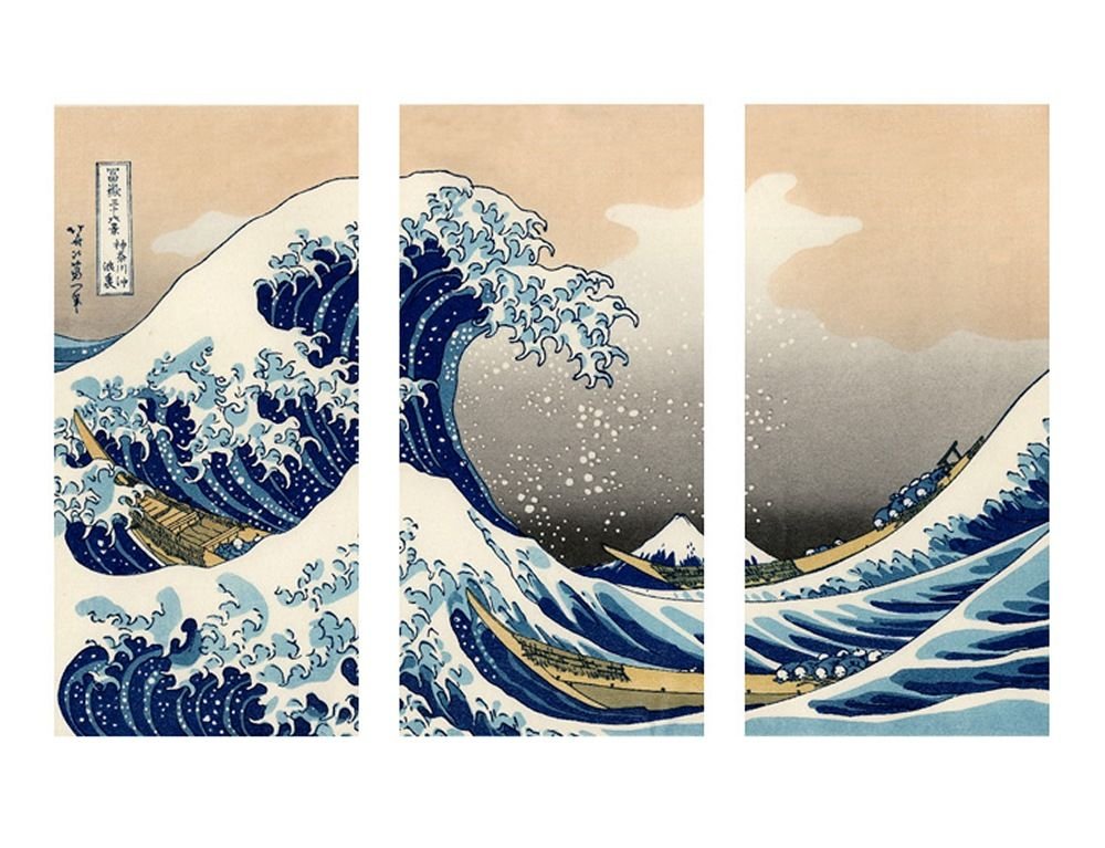 Amazon｜Alonline Art - The Great Wave 3パネル 葛飾北斎作