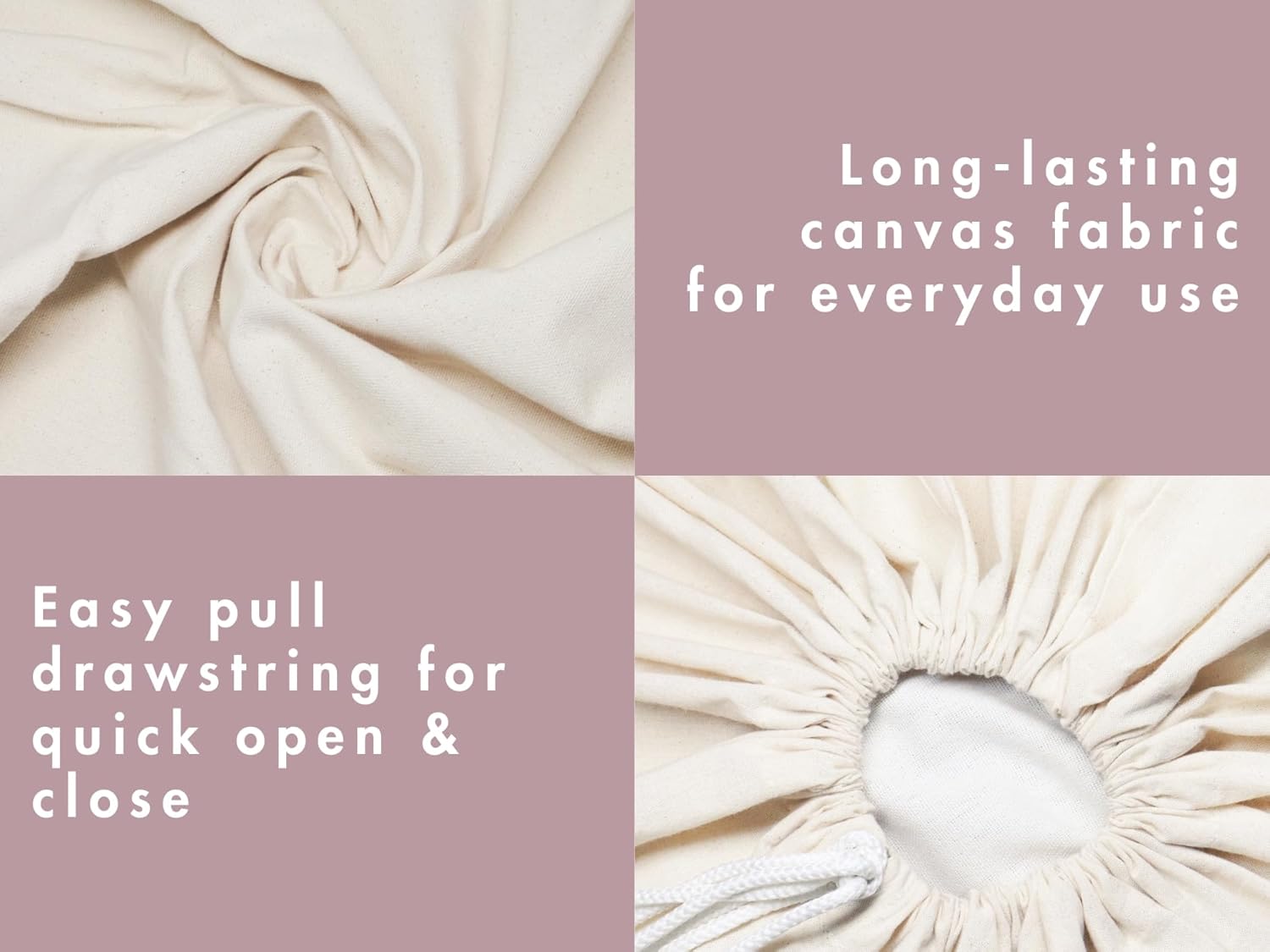 PurpleEssences Laundry Liner Bag Durable Clothes Drawstring Bag - Set of 2-28 x 32 Inch and Natural Cotton Muslin Fabric - Set of 1-63x72 Inch - Natural