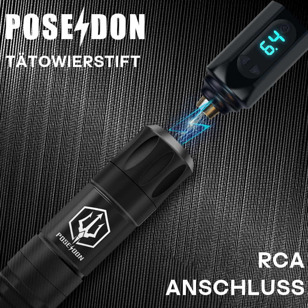 POSEIDON Wireless Tattoo Maschinen Set mit 20 Tattoo