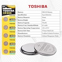 Vista 4 de Toshiba CR1620 - Batería de litio de 3 V, 5