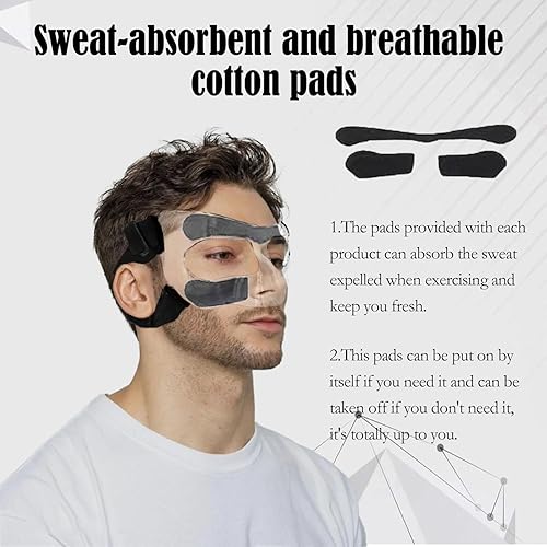 Miniatura 10 de Protector de nariz para nariz rota, máscara de baloncesto ajustable con acolchado de espuma para hombres y mujeres, máscaras de entrenamiento