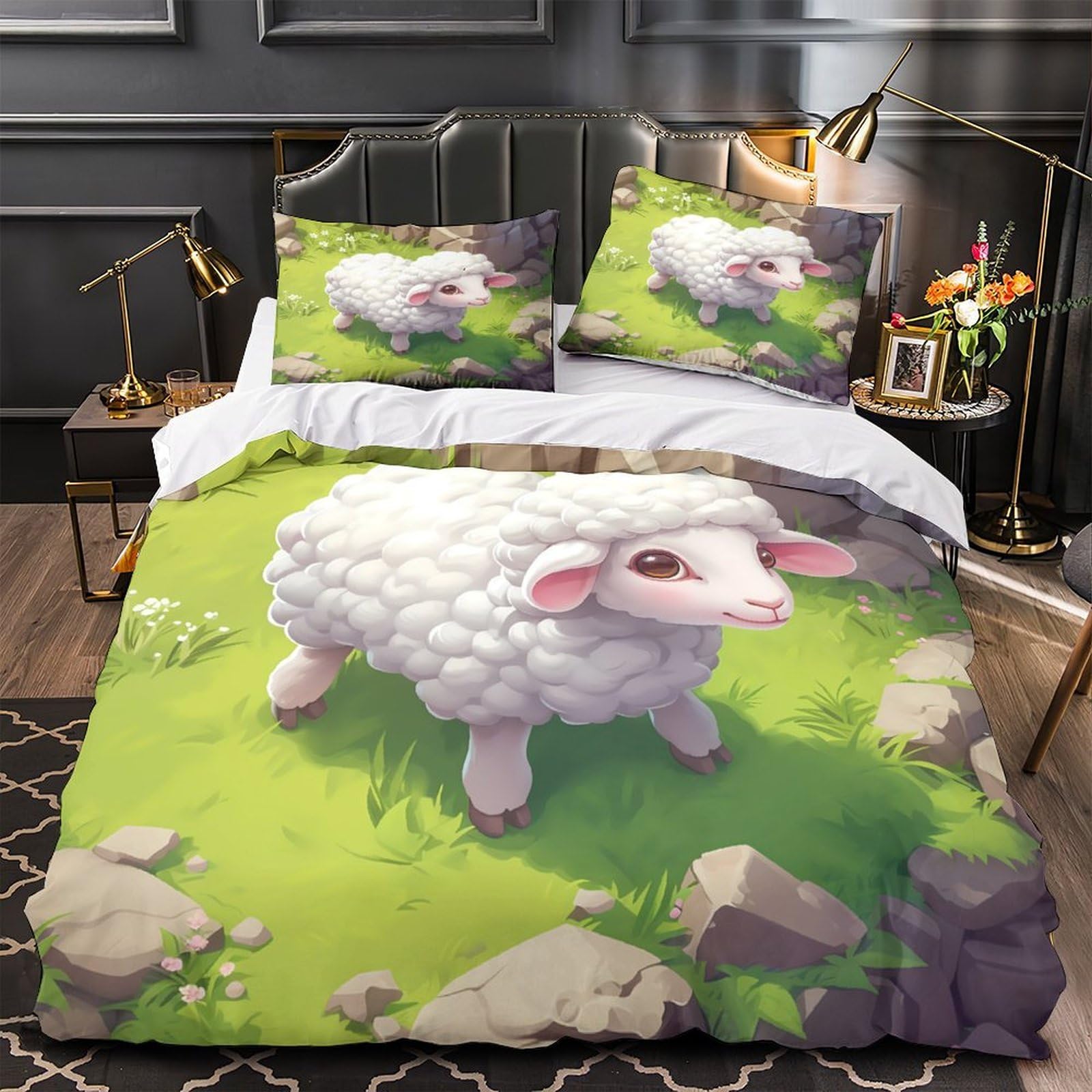 Housse de Couette Chaton Anti-Acarien et Douce pour Sommeil Enfant Sensible