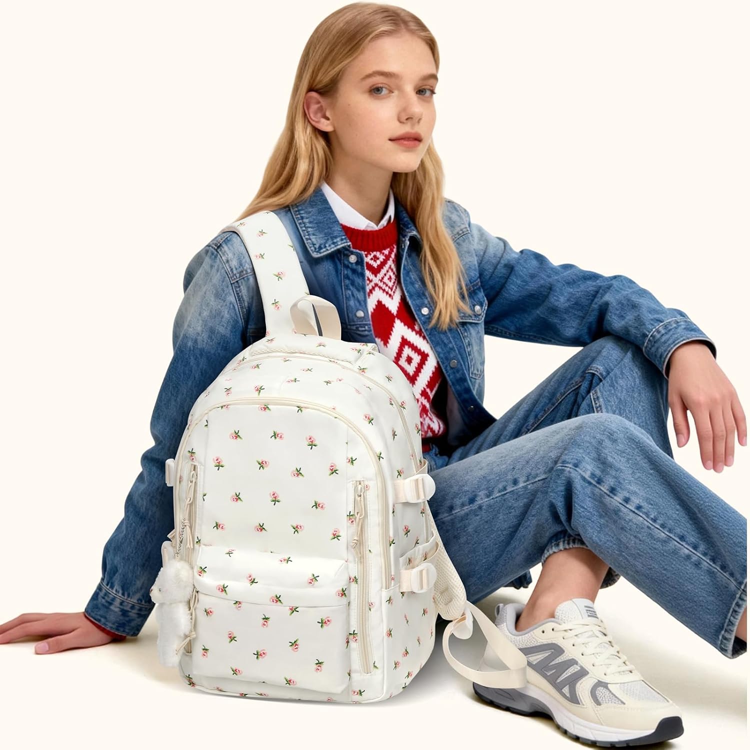 Coquette Flower Backpack - Cute Aesthetic Backpack Kawaii Daypack (A01 Pink Flower) - Image 2