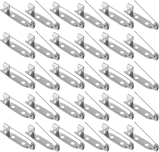 50 Pcs Silver Bar Pins,Brooch Pins,Back Clasp Brooch Secure Brooch Pin Backs Safety Clasp Pins for Badges Corsages Name Tags Jewelry Making DIY Brooch Crafts(Silver)