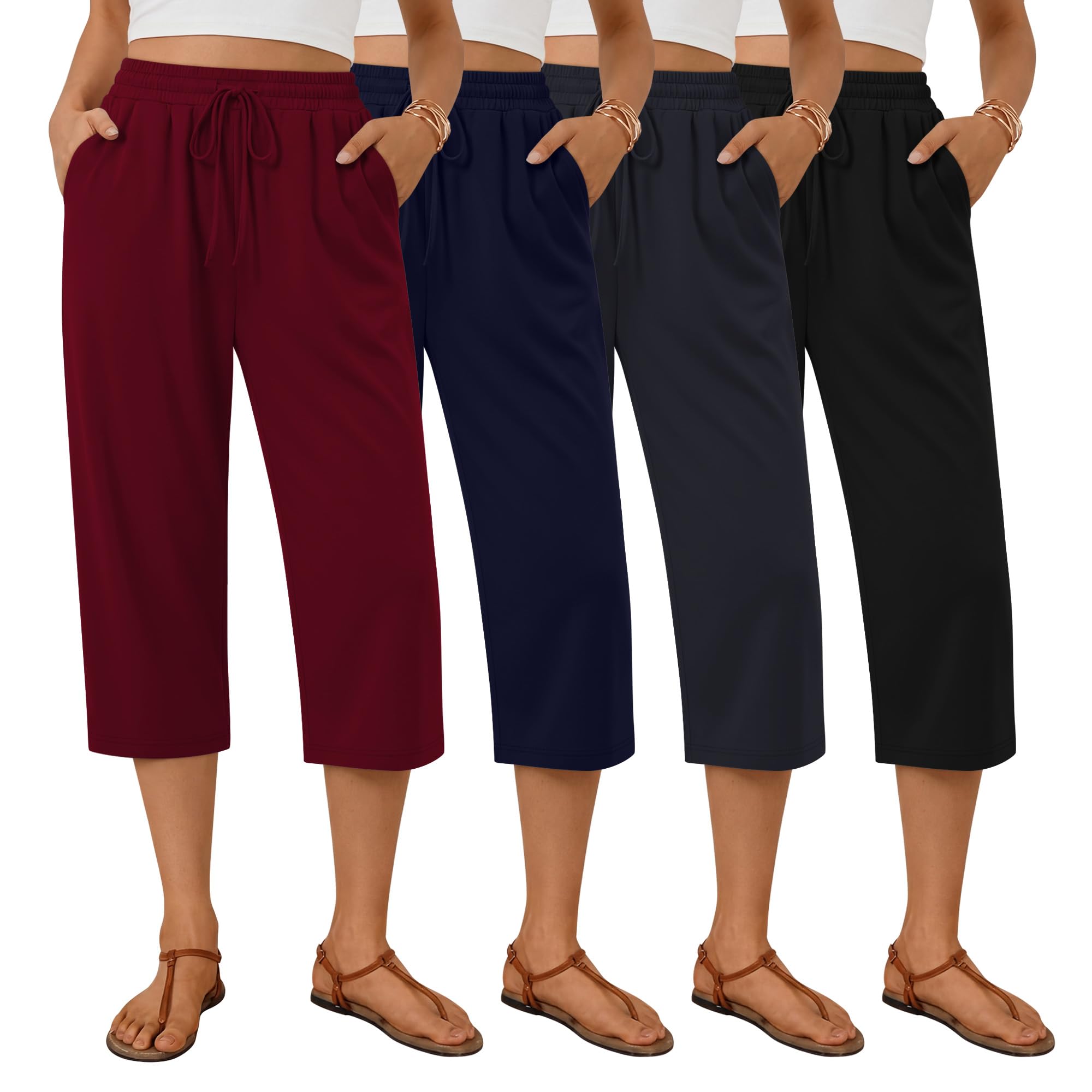 Neer Pantalones de Yoga para Mujer con cordón, 4 Piezas