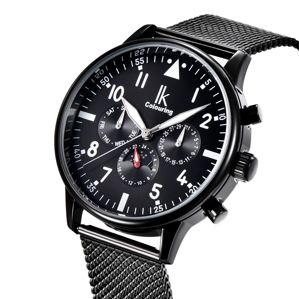 Alienwork IK Reloj Automático Hombre Mujer Cronógrafo Banda de Malla