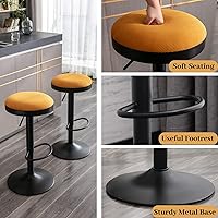 Vista 23 de Taburetes de bar sin espalda, juego de 4 taburetes de bar redondos ajustables para encimera de cocina, taburete giratorio de altura de barra, silla