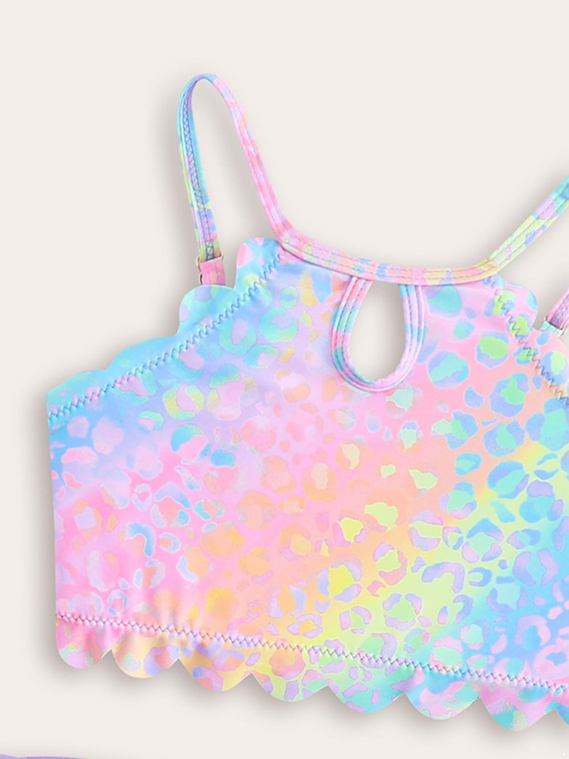 Kids Girls 3 Pcs Swim Cover Up Sets Shiny Mermaid Scales Bikini Crop with Brief Wrap Skirts