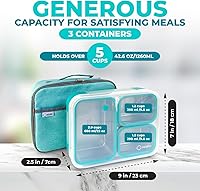 Vista 3 de Juego de lonchera Bento de acero inoxidable para adultos, niños, bolsa aislada y bolsa de hielo, compartimento de metal a prueba de fugas, Azul