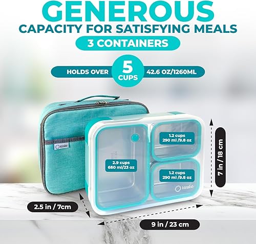 Miniatura 4 de Juego de lonchera Bento de acero inoxidable para adultos, niños, bolsa aislada y bolsa de hielo, compartimento de metal a prueba de fugas,