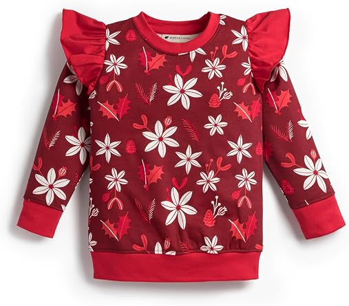 Monica + Andy Double Ruffle Sweatshirt, 100% Organic Kids Clothes for Girls, Sizes for Kids, Toddler, Infant