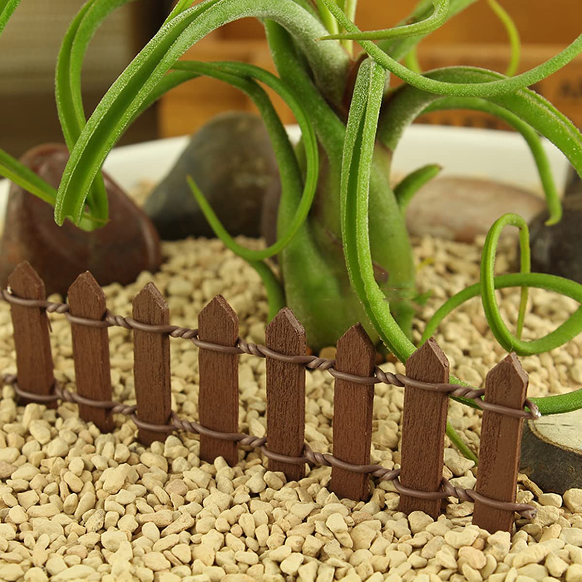 2 Mini Recinzioni In Plastica Color Caffè Per Giardino Fatato: Decorazioni Micro Paesaggio Per Piante Grasse E Terrari Fai Da Te