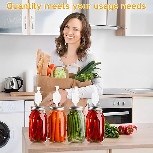 Miniatura 5 de Hcqxnsl Kit de fermentación de 4 piezas, kit de fermentación de tarro de masón reutilizable, kit de tapas de fermentación de buen sellado con anillo
