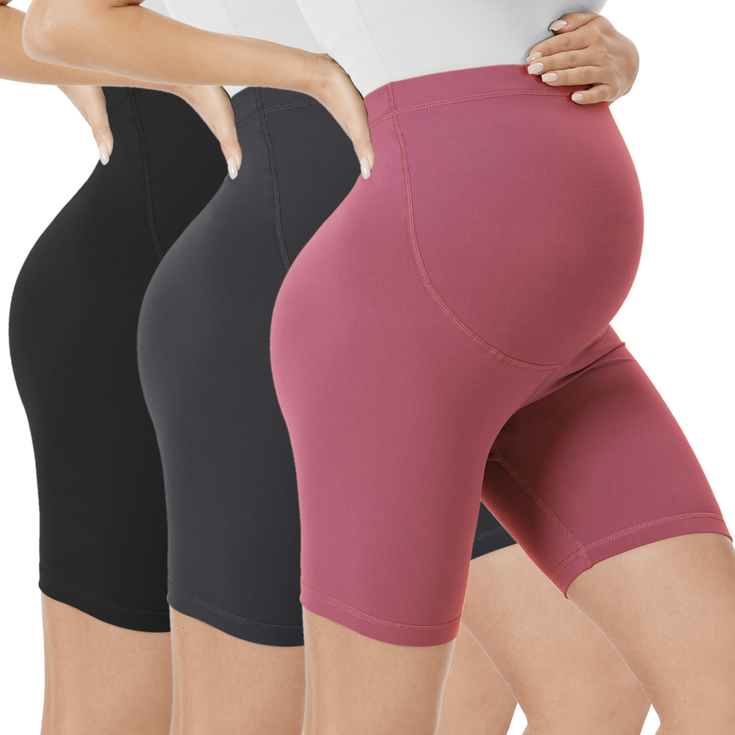 VALANDY Creamlush Maternity Shorts Over The Belly Pregnancy Biker Shorts Lounge Yoga Pants (S-XL) — view 26