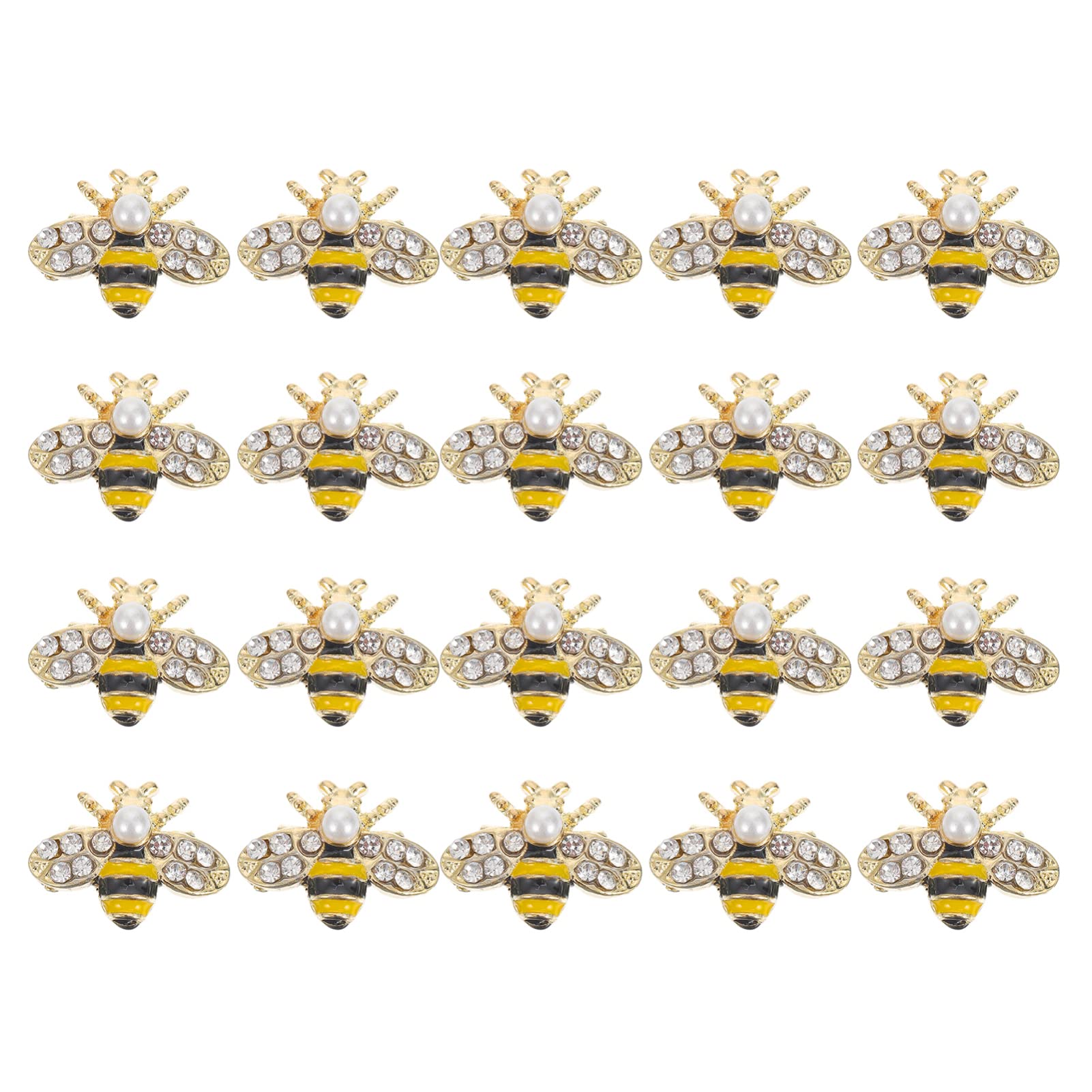 PACKOVE 20Pcs Bee Shape Nail Charms Unique Alloy Nail Art Ornaments for DIY Nail Decoration Bright Color Design for Natural Fake Nails Creative Nail Art Supplies