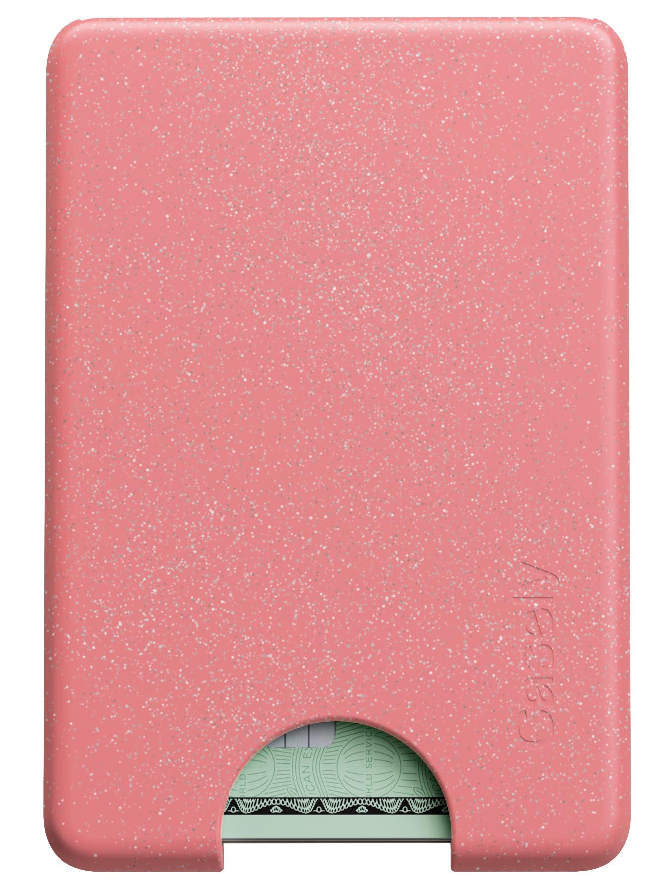 Casely MagWallet | Starfish Wishes | Coral Pink Shimmer | Slim Wallet Card Holder | Compatible with MagSafe | Soft-Touch Hard Silicone | Holds Up to 3