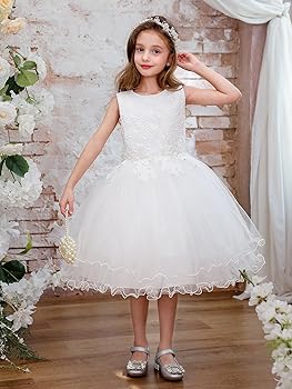 white christmas dresses A-LINE COMMUNION DRESS WITH PUFF SLEEVES main image 1