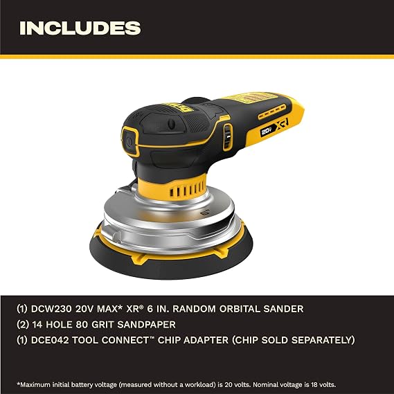 DEWALT 20V MAX XR 6 in. Cordless Random Orbital Sander (DCW230B)