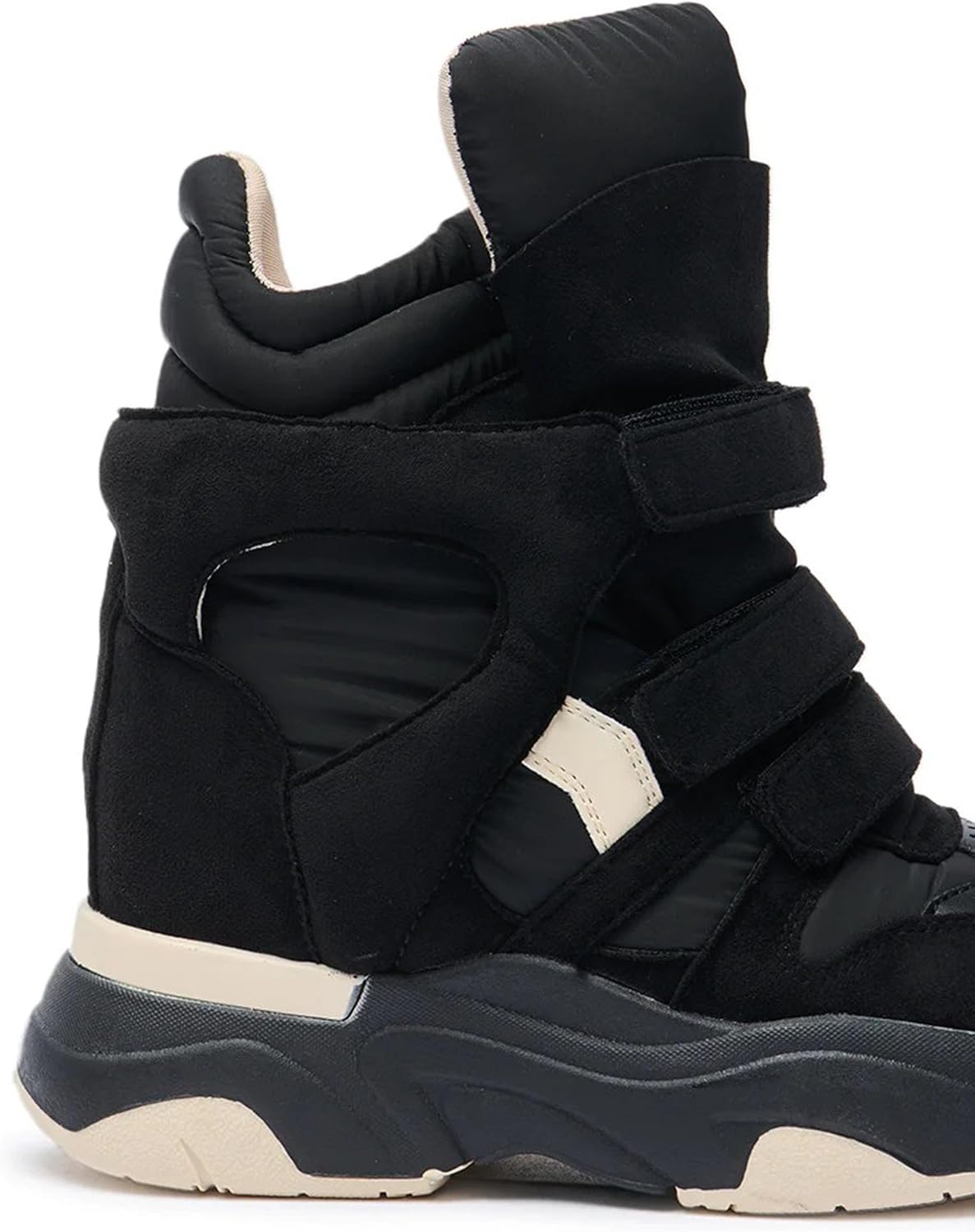 Wedge Sneakers for Women Suede Tennis Shoes Hidden Heel Platform Wedges Round Toe Strappy High Top Sneakers Comfy Casual Walking Shoes - Image 6