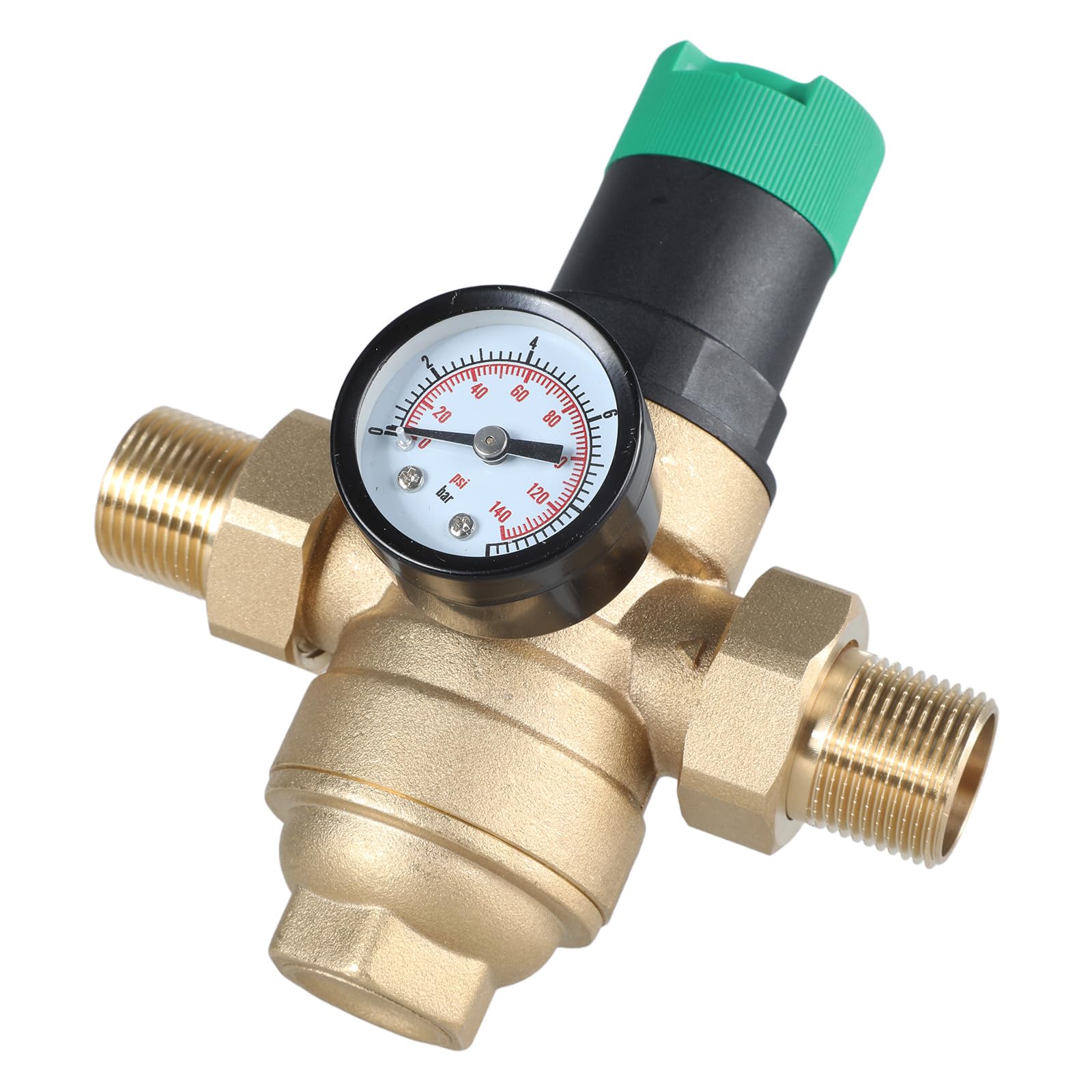 G1/2 Regulador de presión de agua reductor de presión con medidor de agua ajustable Regulador de control de agua de latón