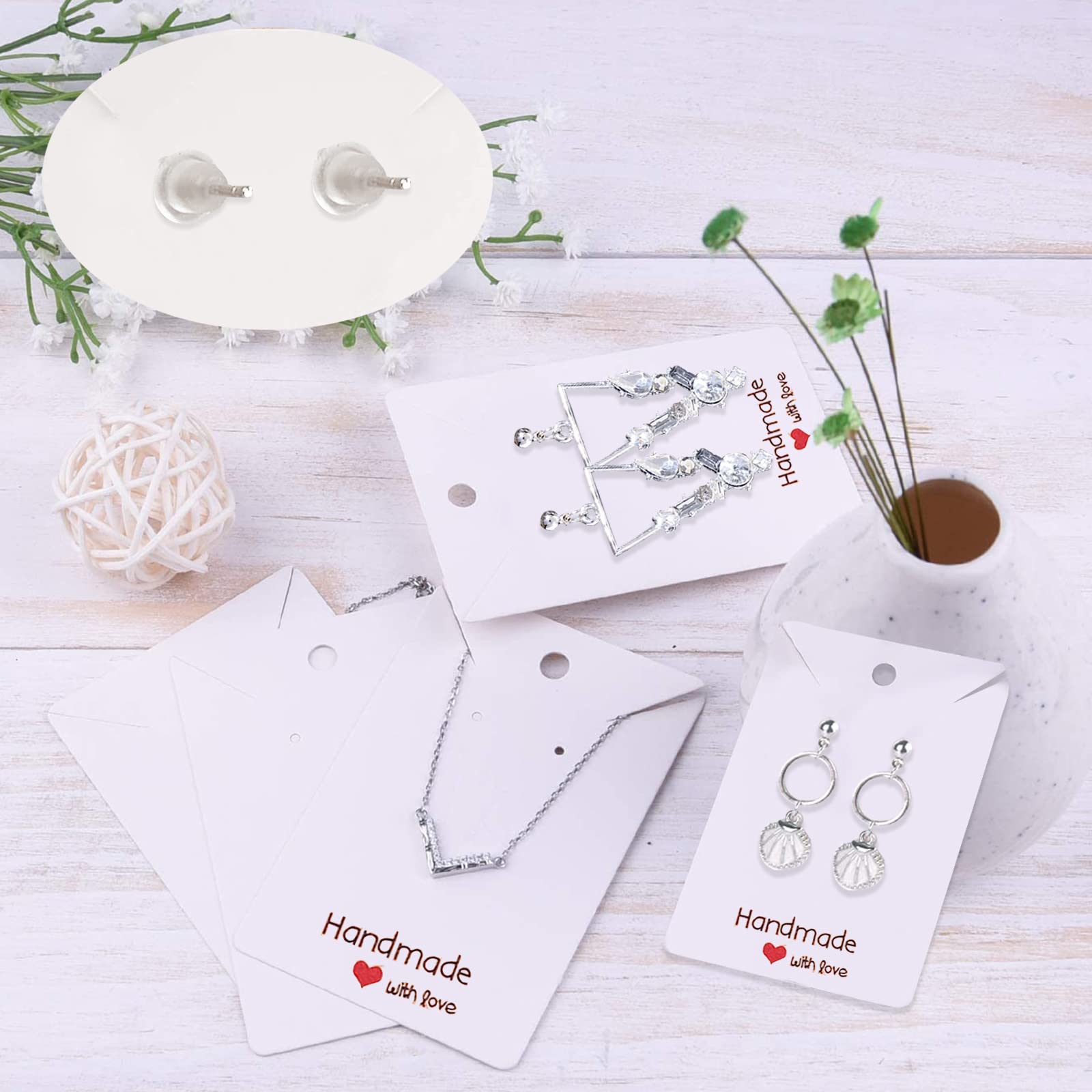 100 Pezzi Esposori Personalizzabili in Carta Kraft 6x9cm per Orecchini e Collane, Cartoncini Porta Gioielli, Porta Orecchini e Portachiavi  36