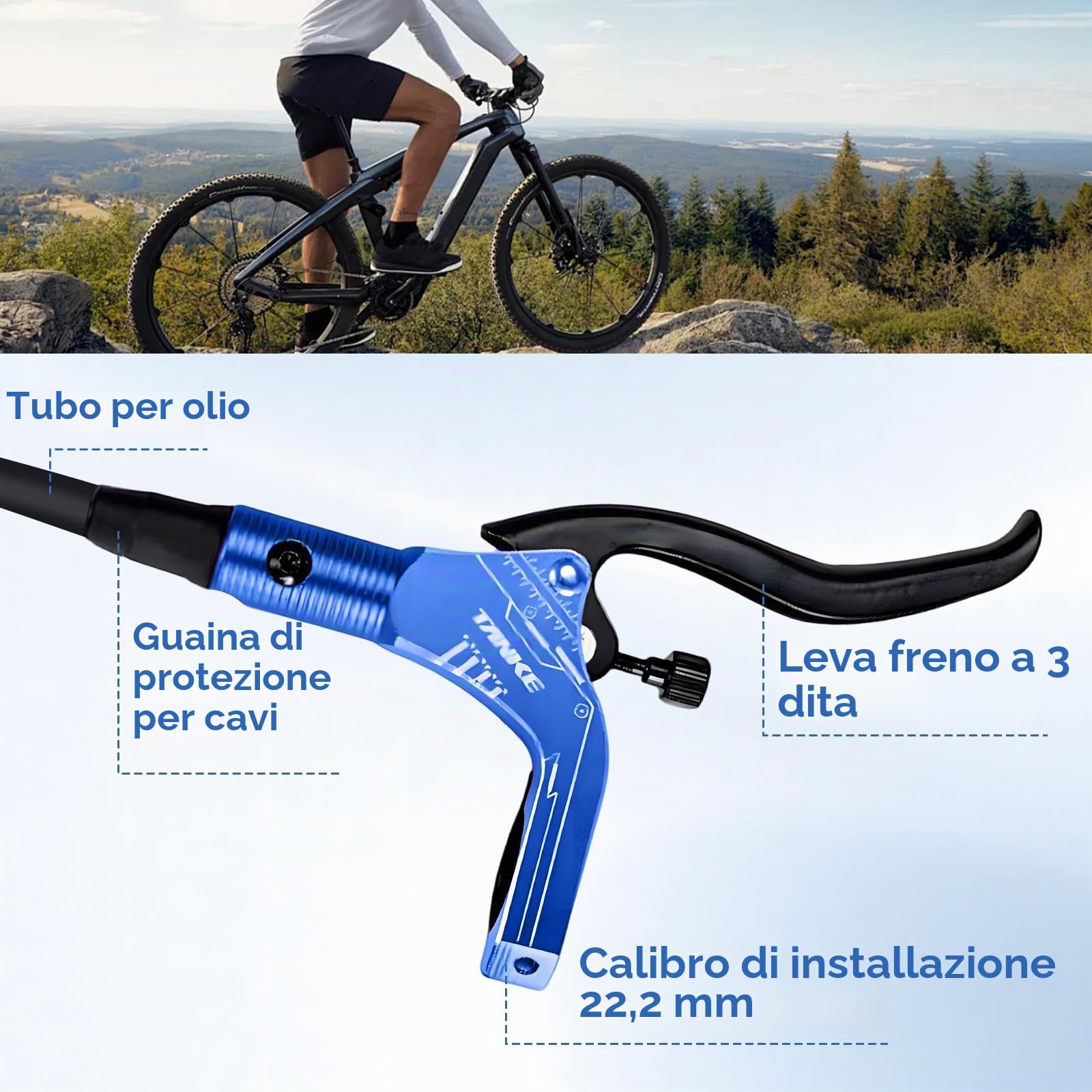 Kit Freno a Disco per Bicicletta, Kit Freno Idraulico per Bici Elettrica con Rotori da 160 Mm, Anteriore Sinistro 89cm e Posteriore Destro da 147cm, Leve per Bici Elettrica E Scooter (Viola)