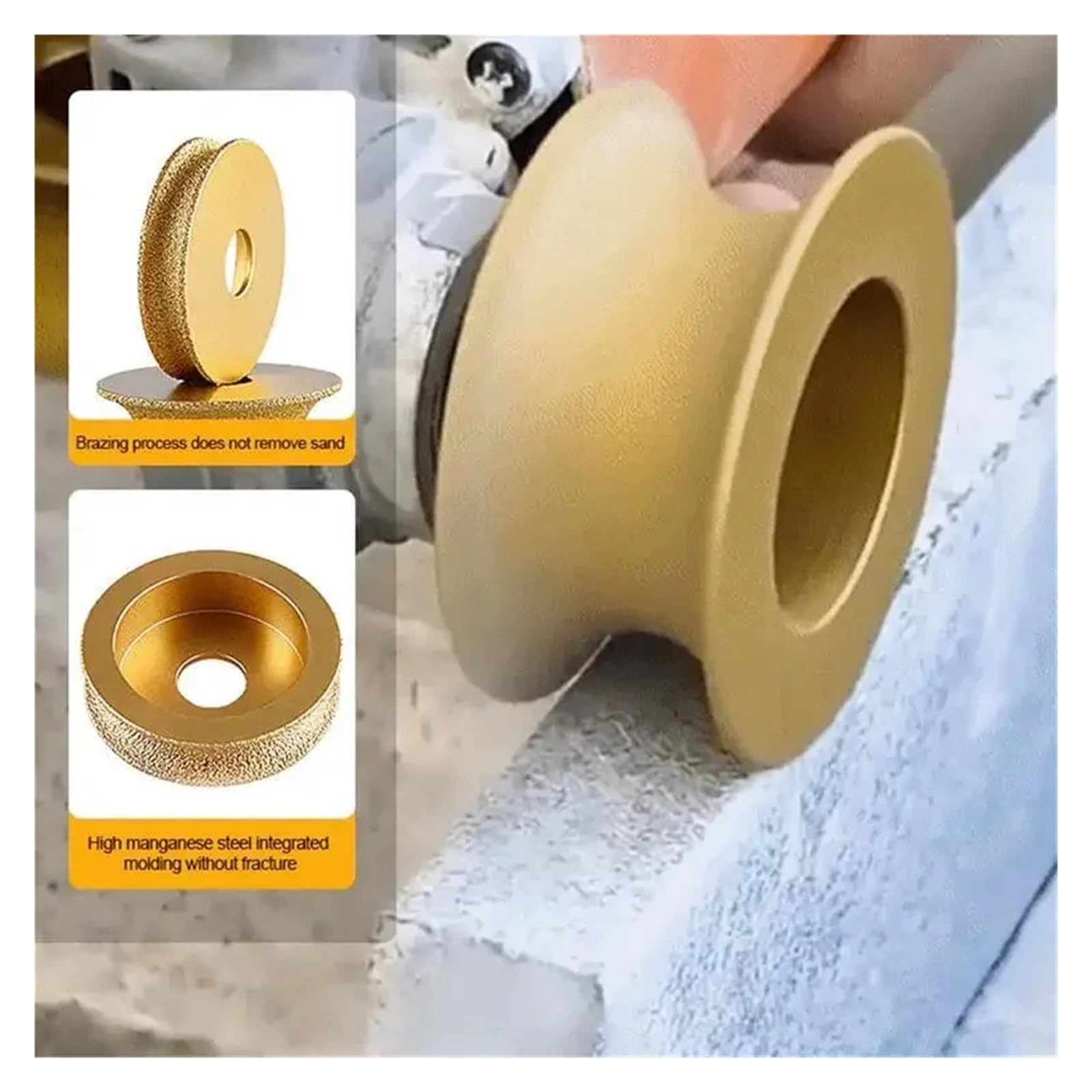 Edge Diamantschleifscheibe 20 mm Bohrungsdurchmesser, 3 Zoll, 75 mm, rund, gelötete Diamant-Schleifscheibe, halbrunder Rand, Marmor-Stein-Kantenprofil-Schleifscheibe(Round Wheel 15mm)