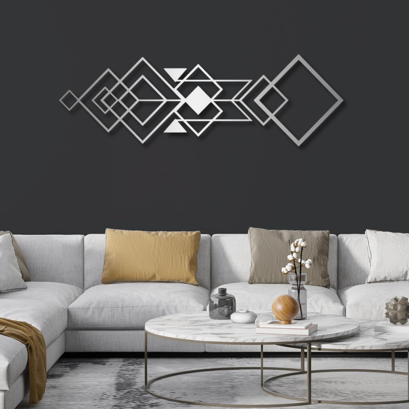 Amazon.com: Geometric Metal Wall Decor, Metal Shapes Wall Decor ...