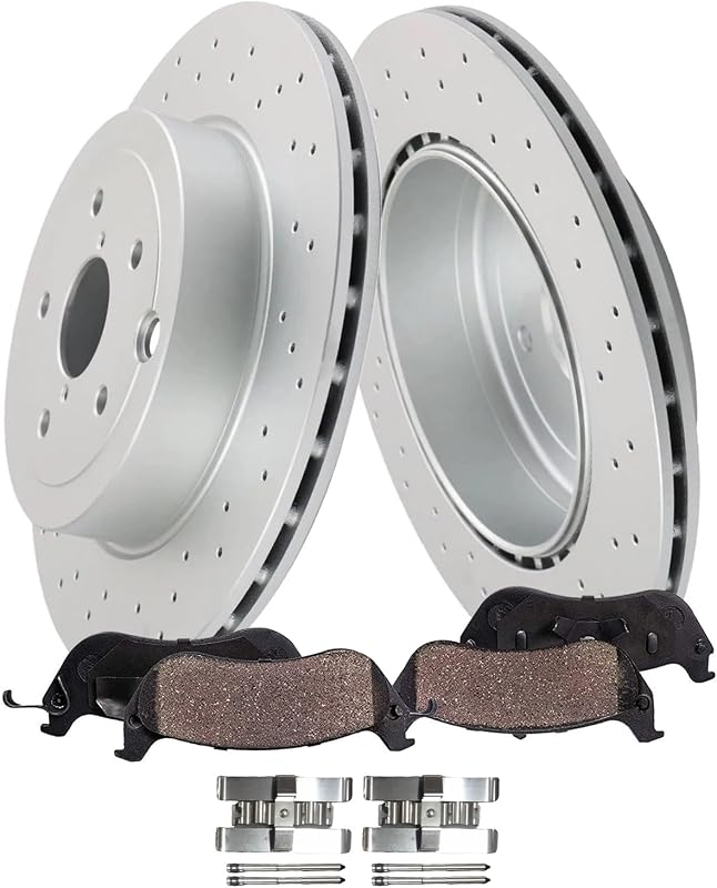 Kit de freios traseiros Detroit Axle com discos perfurados e ranhurados para Subaru WRX STI 2018–2021 – 4 peças