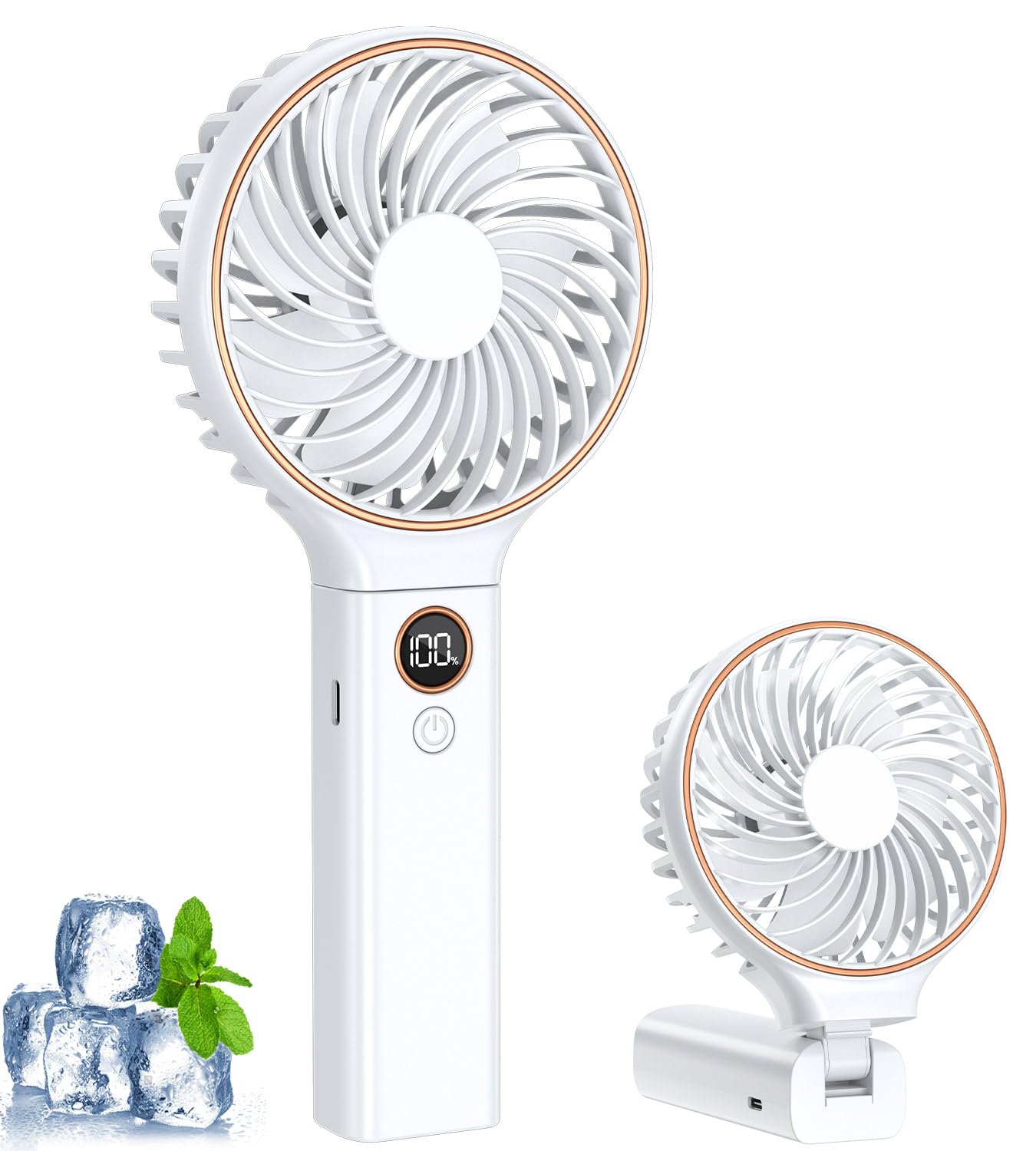 Ventilatore Portatile Ricaricabile, 4000 MAh, Con Funzione Nebulizzante Tre Velocita Del Vento Adatto Per Ufficio E Viaggi Colore Bianco 73909071