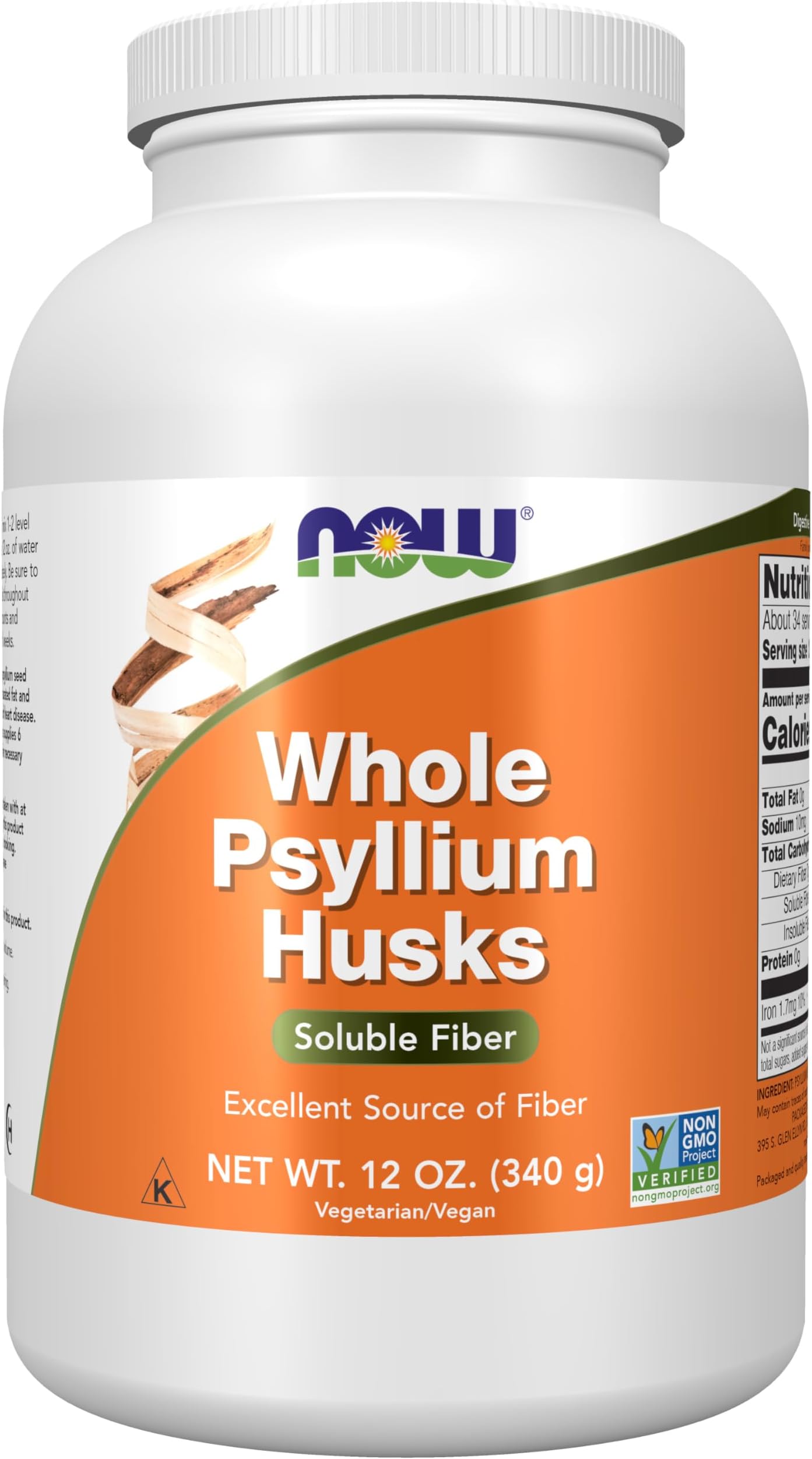 Supplements, Whole Psyllium Husks, Granule, Non-GMO Project Verified, Soluble Fiber, 12-Ounce