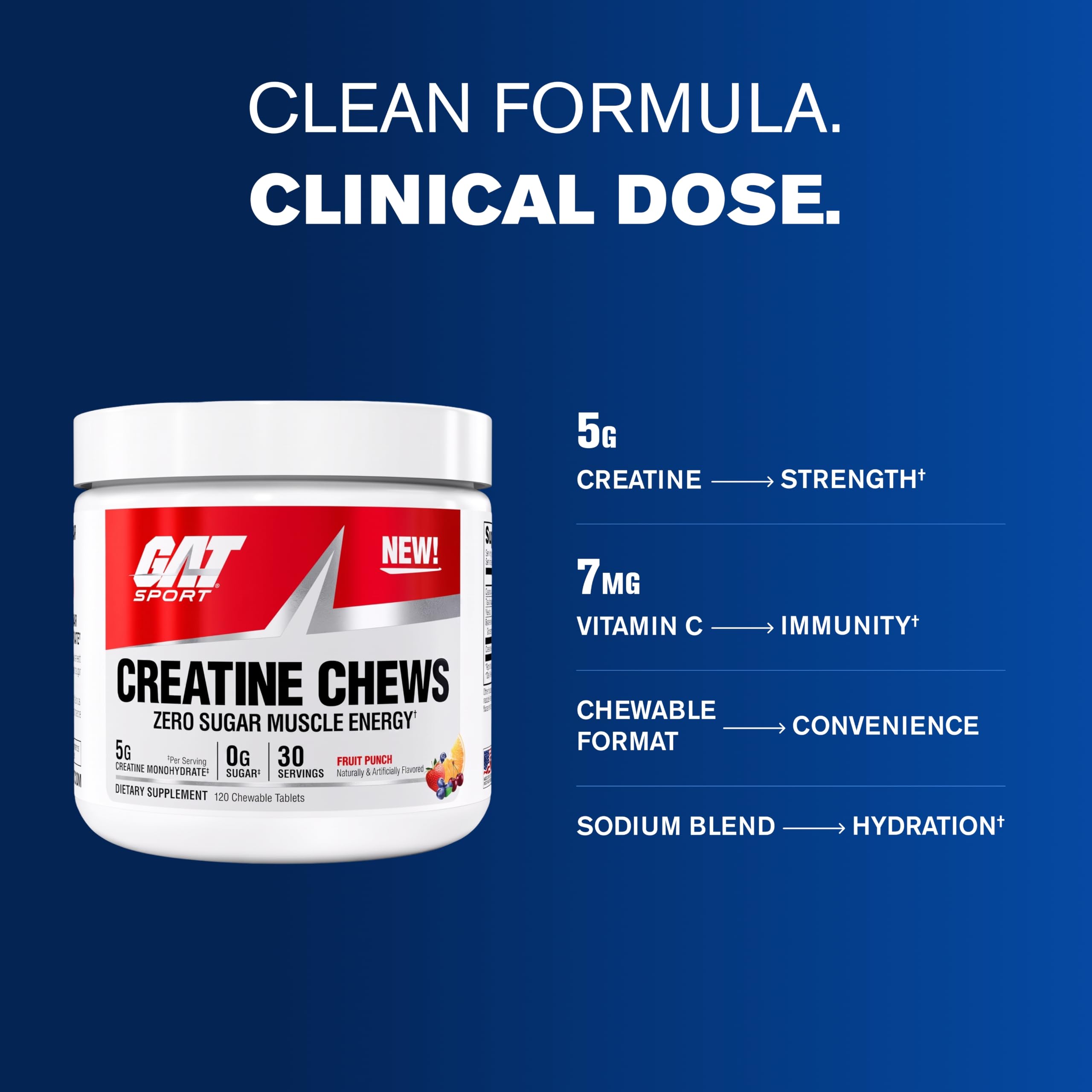 GAT SPORT CREATINE Chews, Fruit Punch, 120 Tablets (30 Servings) — Amazon image 6