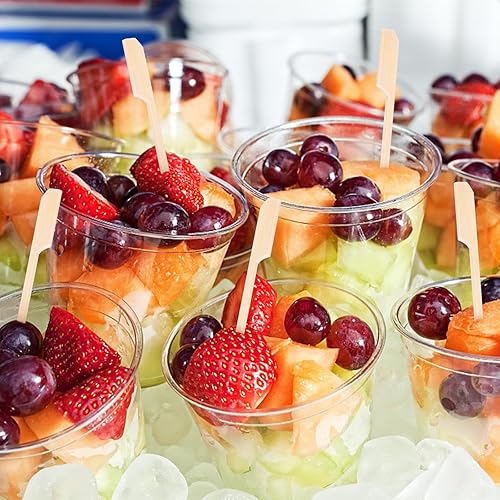 Miniatura 5 de HAKSEN 400 pinchos de bambú, púas de cóctel para bebidas, pinchos de madera de 4.7 pulgadas para aperitivos, sándwich, frutas, kabs, salchichas,