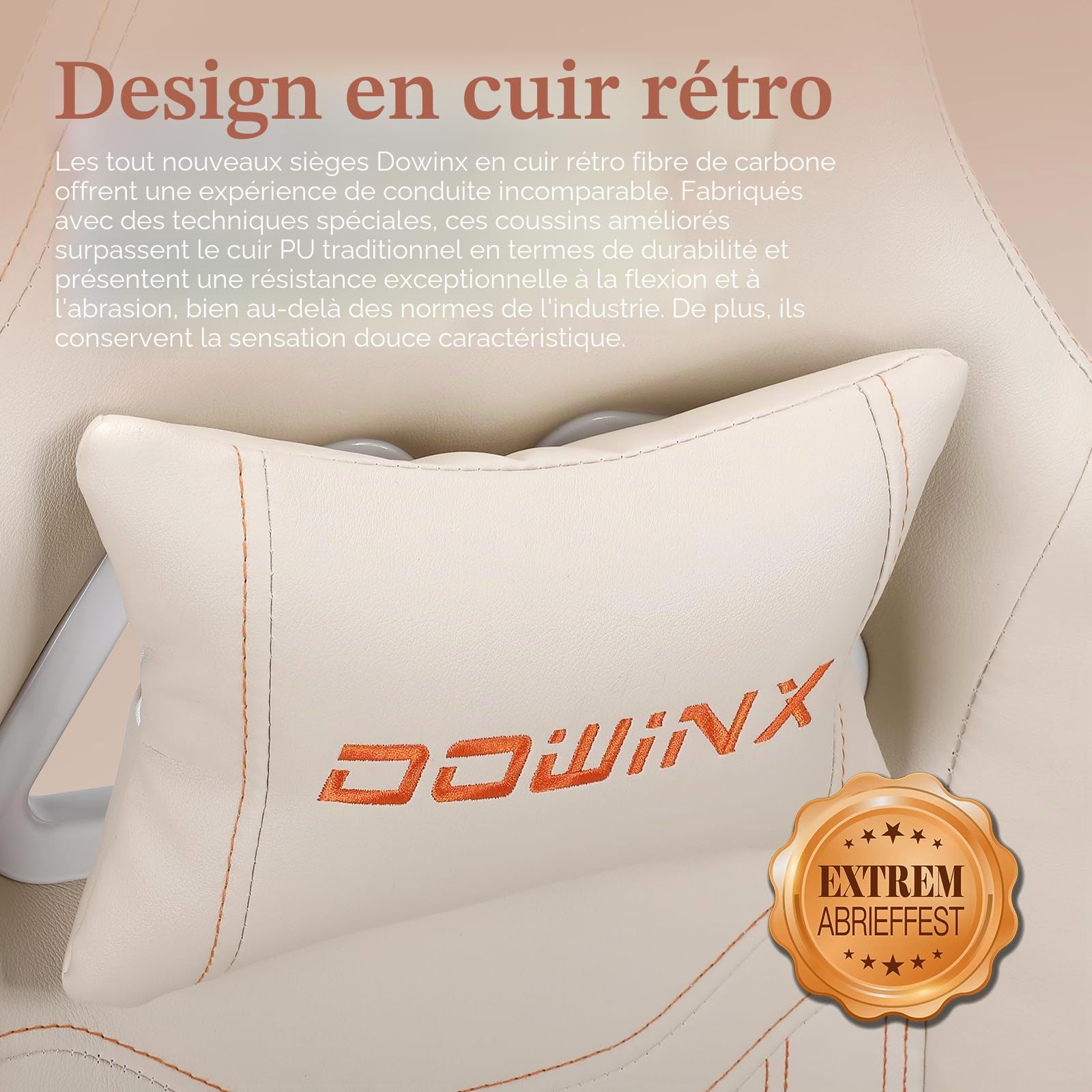 Dowinx Chaise de Jeu Ergonomique avec Coussin de Printemps et Support Lombaire de Massage, Fauteuil de Bureau en Cuir synthétique Blanc
