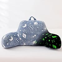 Vista 11 de Aimuan - Almohada de lectura que brilla en la oscuridad, almohada de descanso para la cama en forma de cuña para niños, almohada de respaldo que