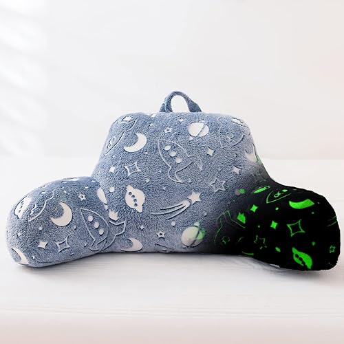 Vista 53 de Aimuan Almohada de lectura que brilla en la oscuridad, almohada de cuña para niños, almohada de respaldo brillante con estampado de unicornio