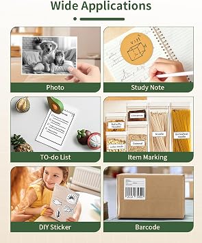 3 Rolls Mini Sticker Printer Thermal Paper-10-Year 57mm x 3.5m for Journal Photo Texts Study Notes, Compatible with Anycash Pocket Printer for Journal, Study, Photos, Note, White