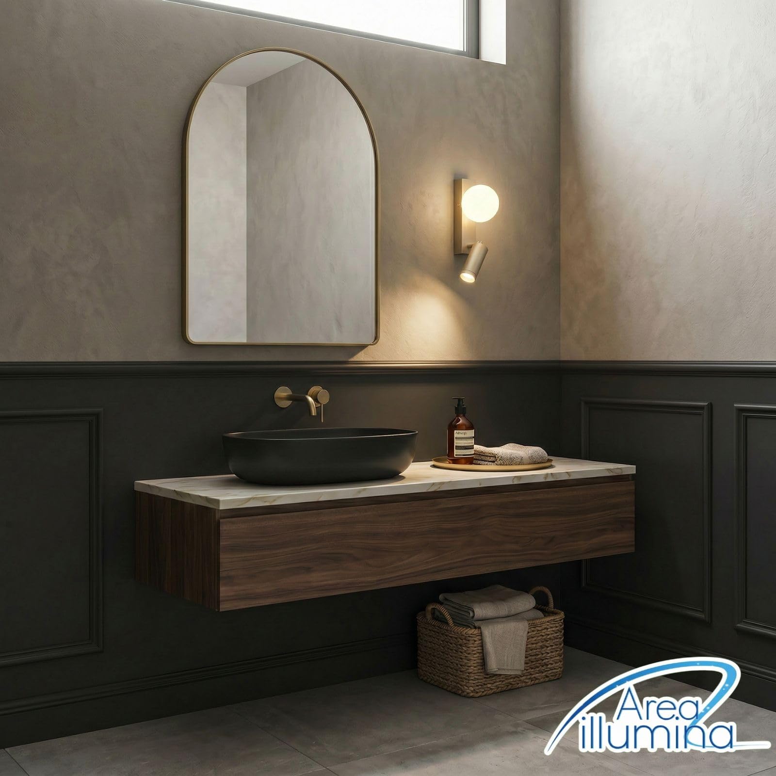 Applique da Parete con Faretto LED Integrato 3000K, Sfera G9, Ferro e Alluminio, 10x17x20 cm, Stile Moderno, Antracite o Sabbia (Sabbia)