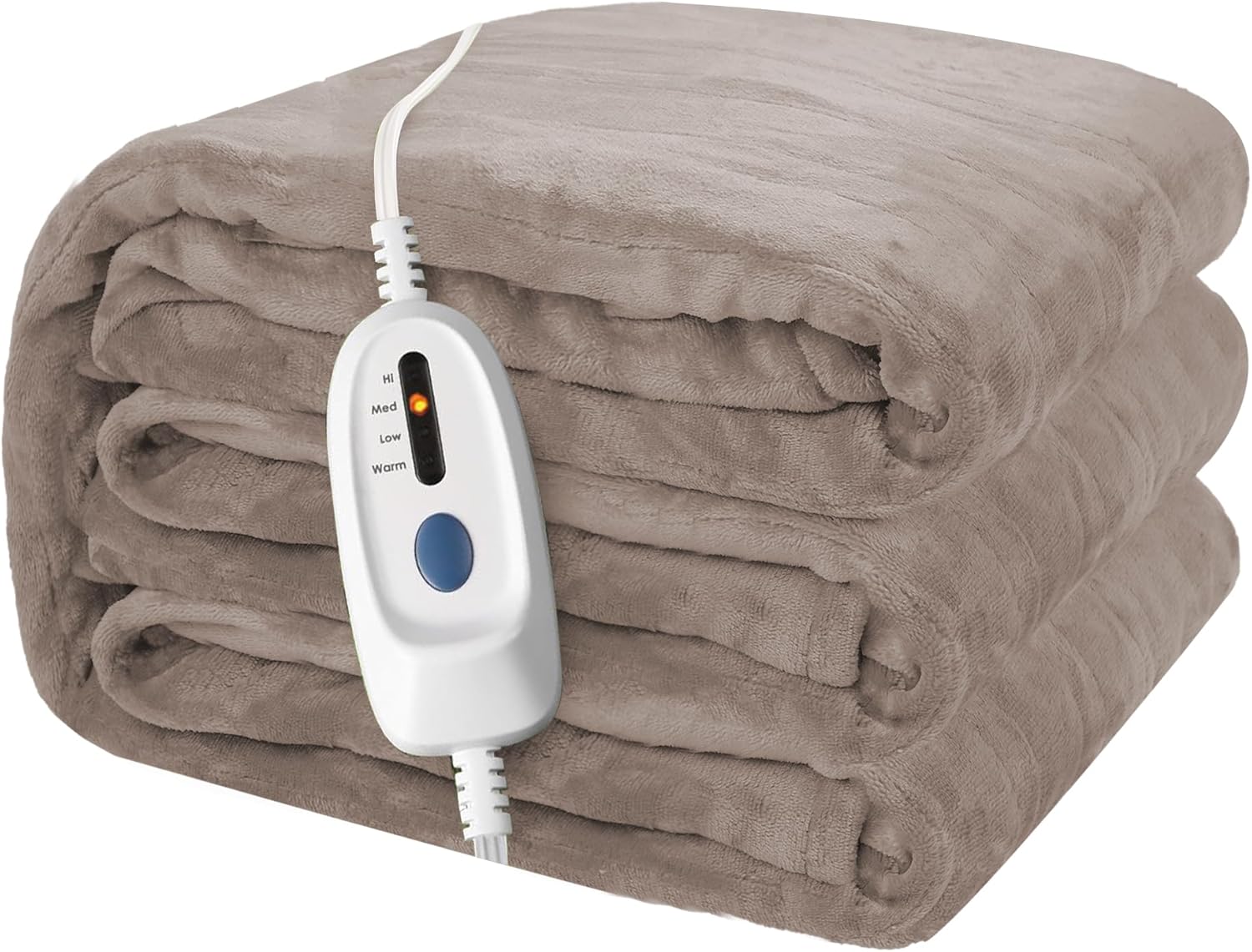 Electric Heated Blanket 62"x84" Twin Size Flannel Heated Blanket, Cozy & Warm for All Night, 4 Heat Settings & 10 Hours Auto Off, Machine Washable, Linen - Image 2