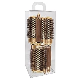 Olivia Garden NanoThermic Ceramic + Ion Round Thermal Hair Brush - Not Electrical - Professional Blowout Brush for Normal to Thick Hair -1 to 2 1/8 - Diameter Barrel - CIXL-24,34,44,54