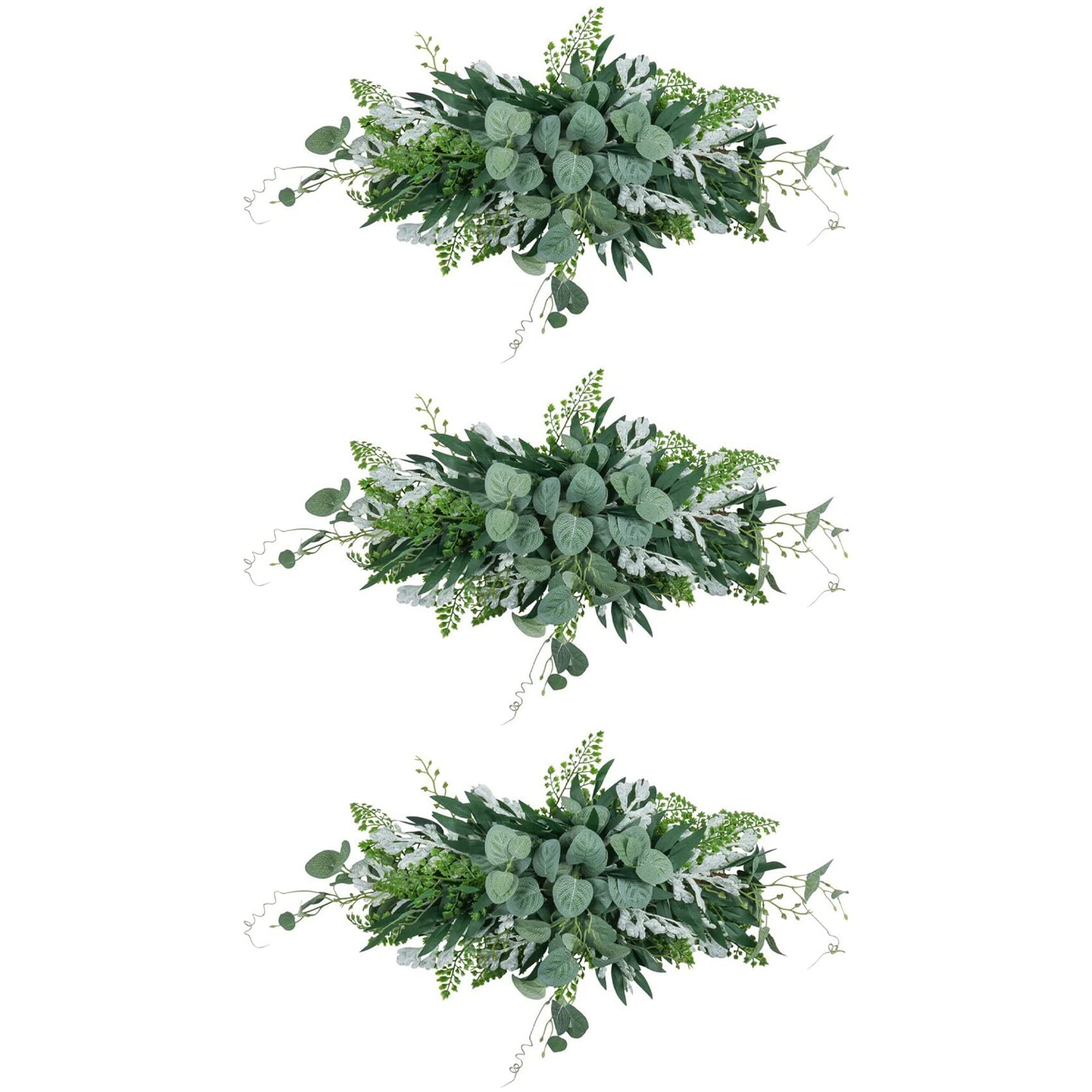 3X Ghirlanda di Foglie di Eucalipto Appese Ghirlanda di Foglie Artificiali per la Porta D'Ingresso Verde