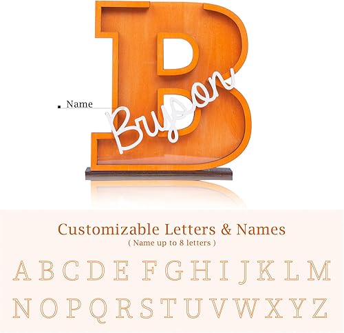 Vista 12 de Alcancía personalizada – Alcancía de madera con letras – Caja de dinero, tanque de almacenamiento de monedas, banco de dinero con nombre Negro