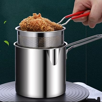 Kriq Stainless Steel Deep Fryer Pot | Detachable Fryer Pan With Basket | Deep Fry Pan For Home & Kitchen | Cookware Tool | Kitchen Tool & Accessories